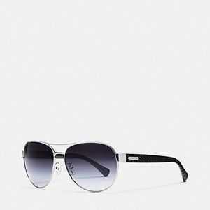Coach Aviator Curbchain Sunglasses Black/Silver